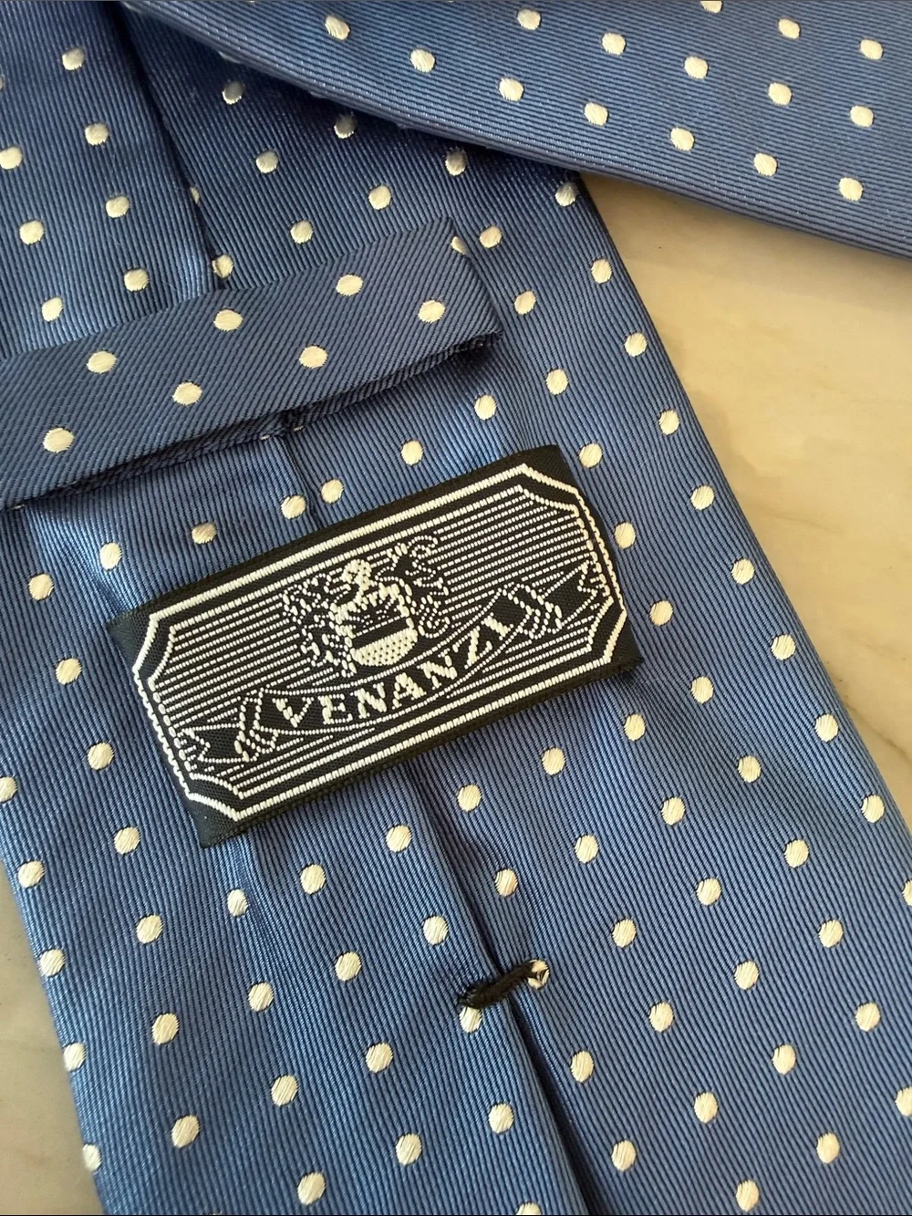 Venanzi Silk Classic Blue Polka Dot Men’s Tie